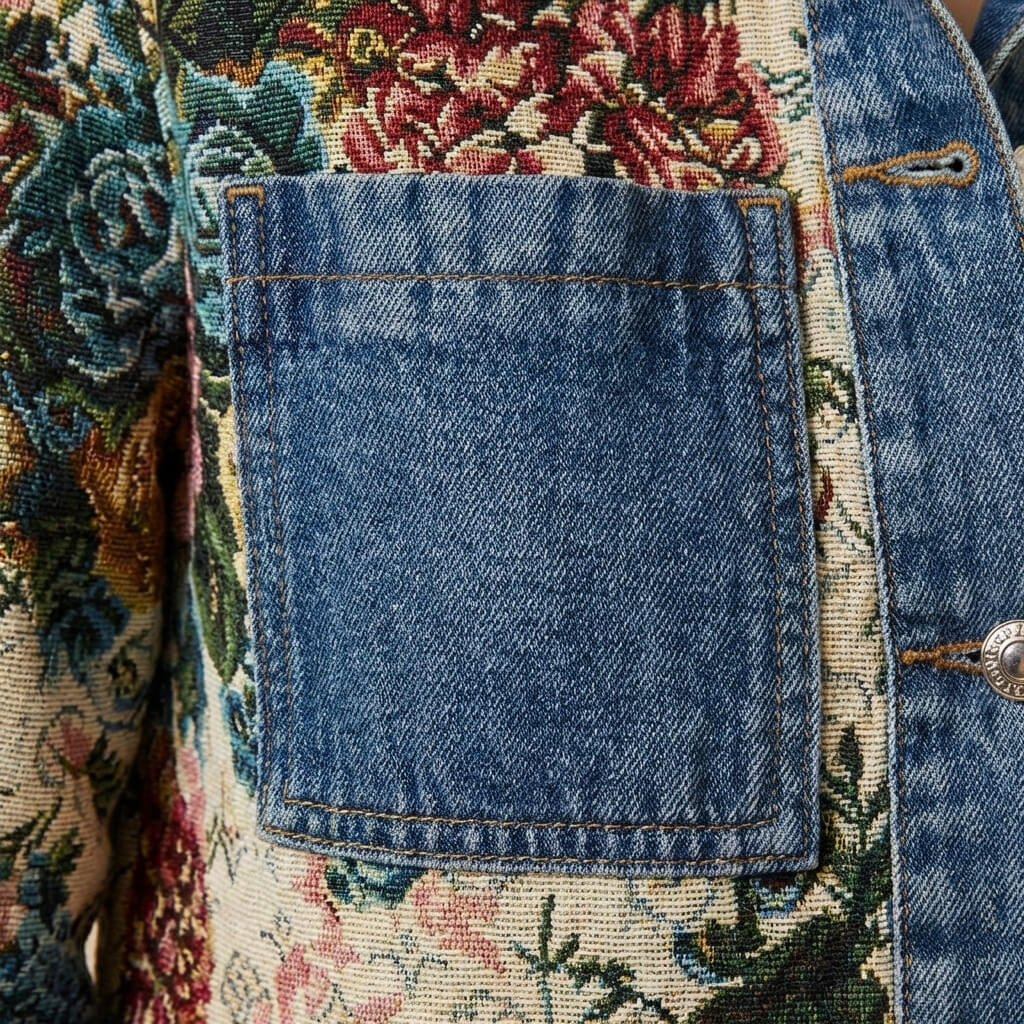 Beautiful Flower Embroidered Jeans Jacket