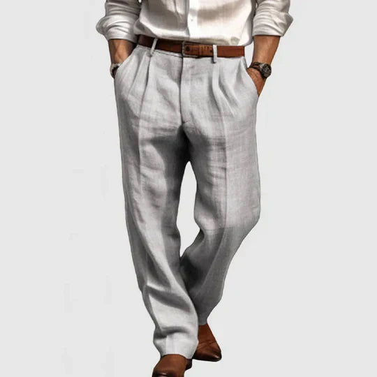 Men's Cotton Linen Casual Trousers Relaxed Fit