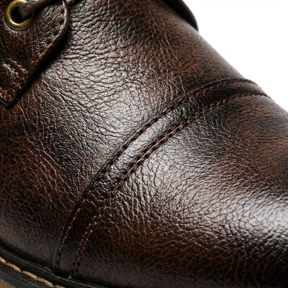 Brown Black Leather Ankle Boots