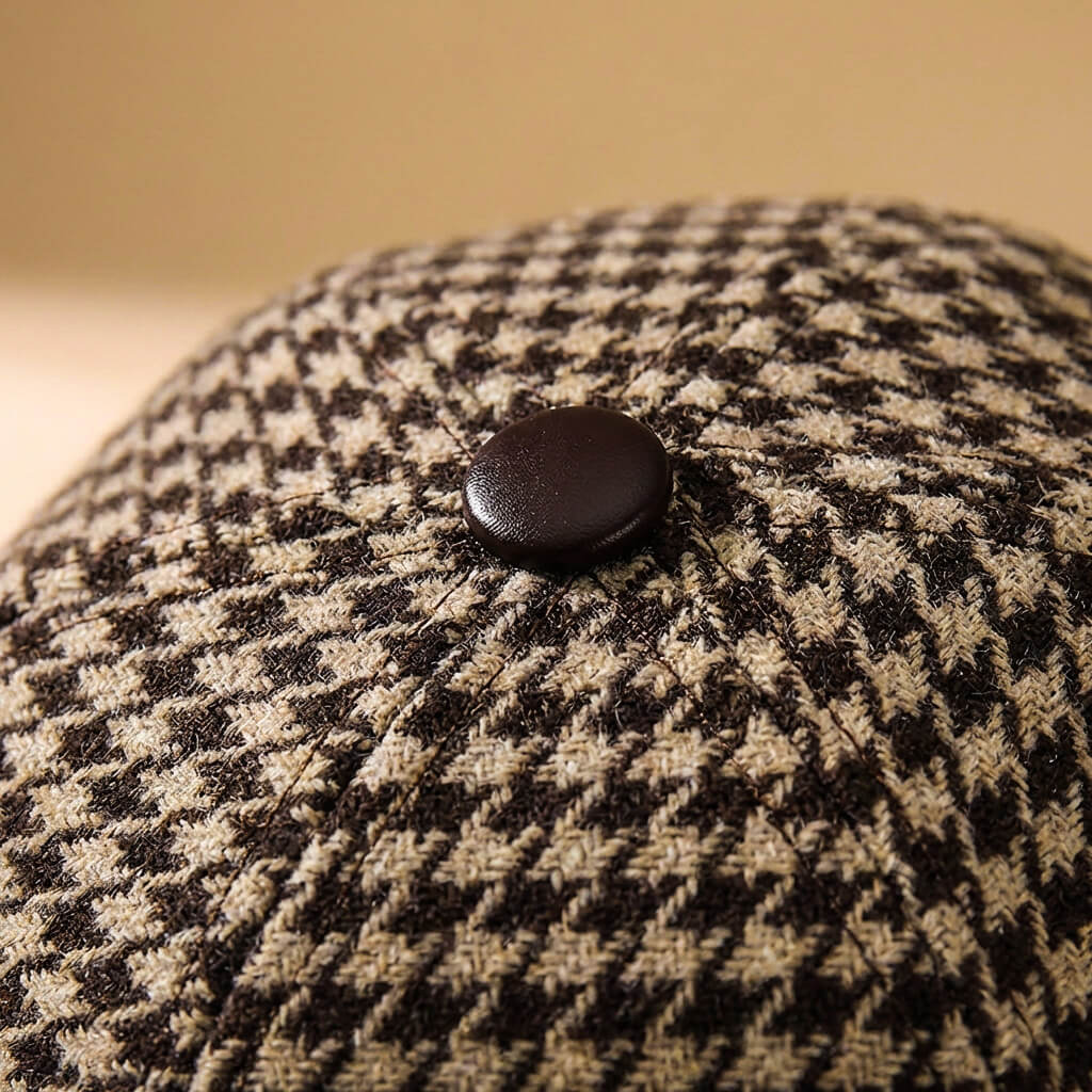 Warm Houndstooth Beanie Hat