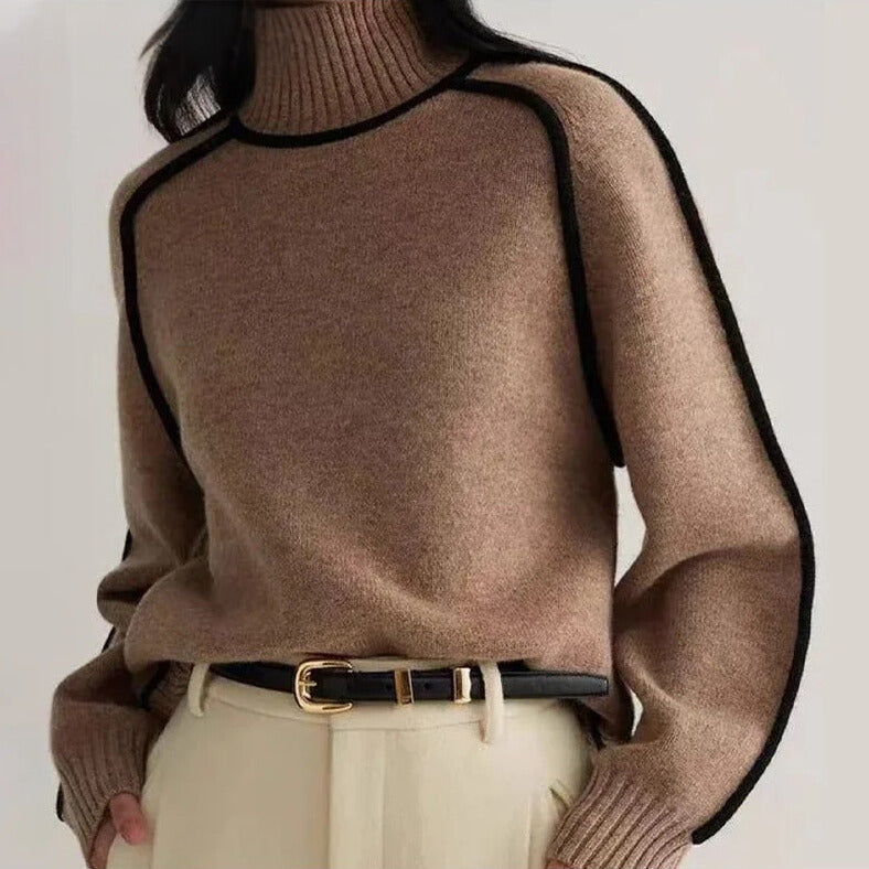 Women's Relaxed Fit Turtleneck Sweater Soft Comfortable - VibreMode