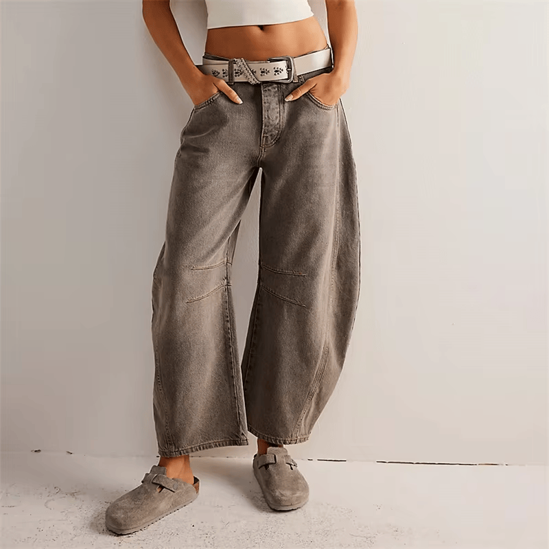 Mid Rise Barrel Leg Denim Jeans