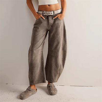 Mid Rise Barrel Leg Denim Jeans