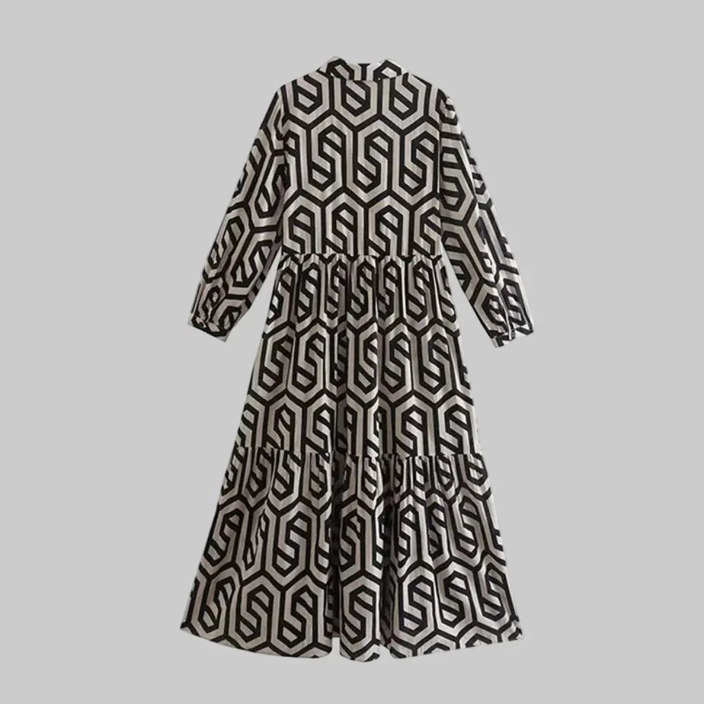 Women's Geometric Long Sleeve Dress