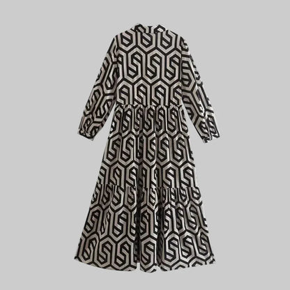 Women's Geometric Long Sleeve Dress