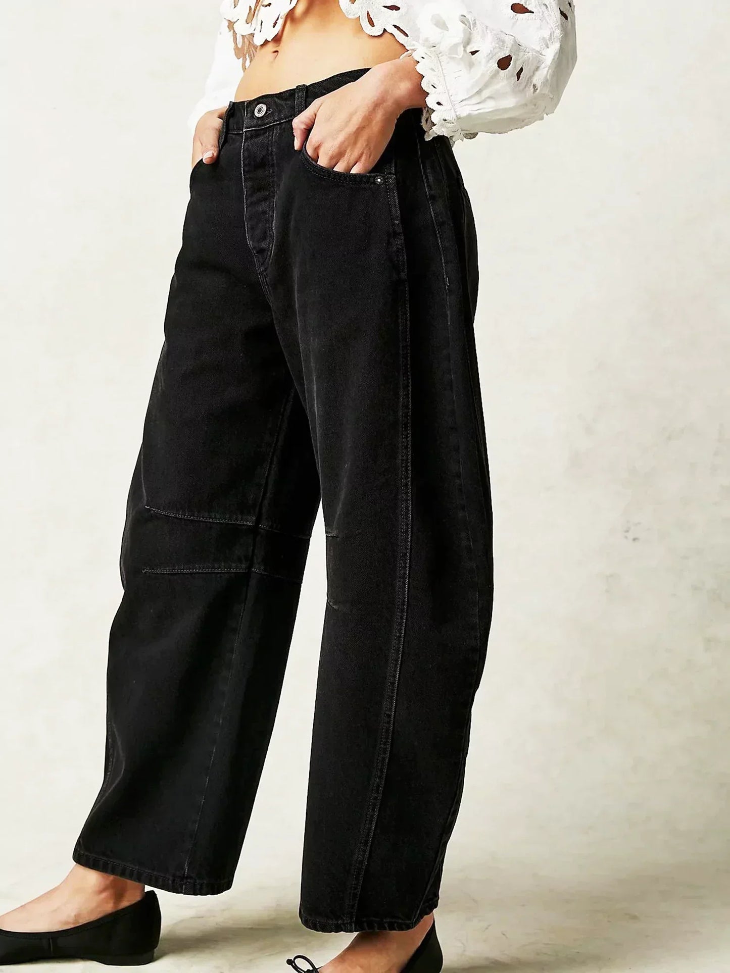 Women's Leopard Print Barrel Jeans