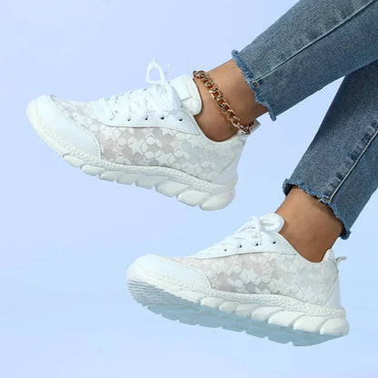 Women's Lace Up Sneakers Breathable Star Pattern