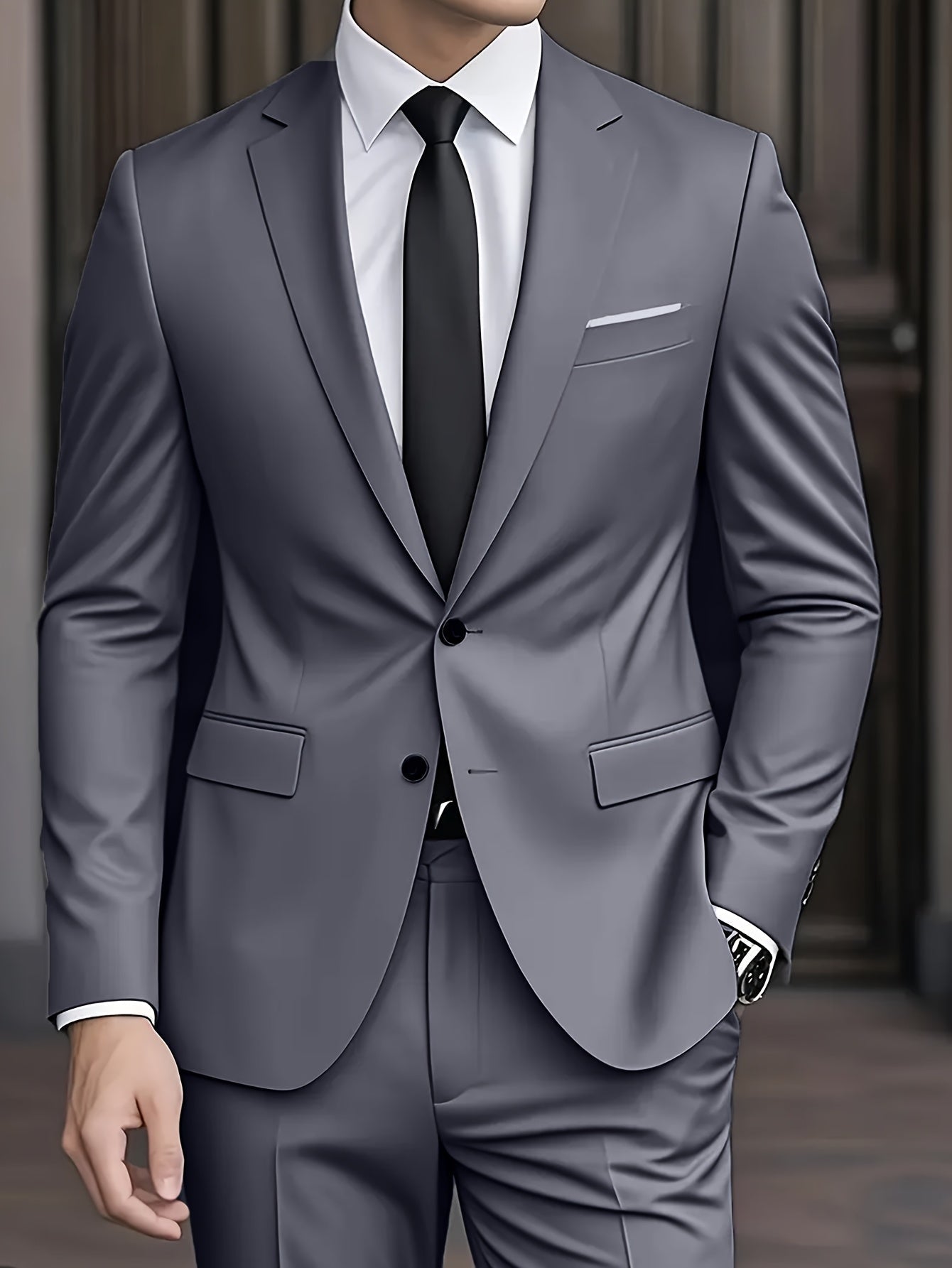 Men's Single Breasted Suit Notch Lapel