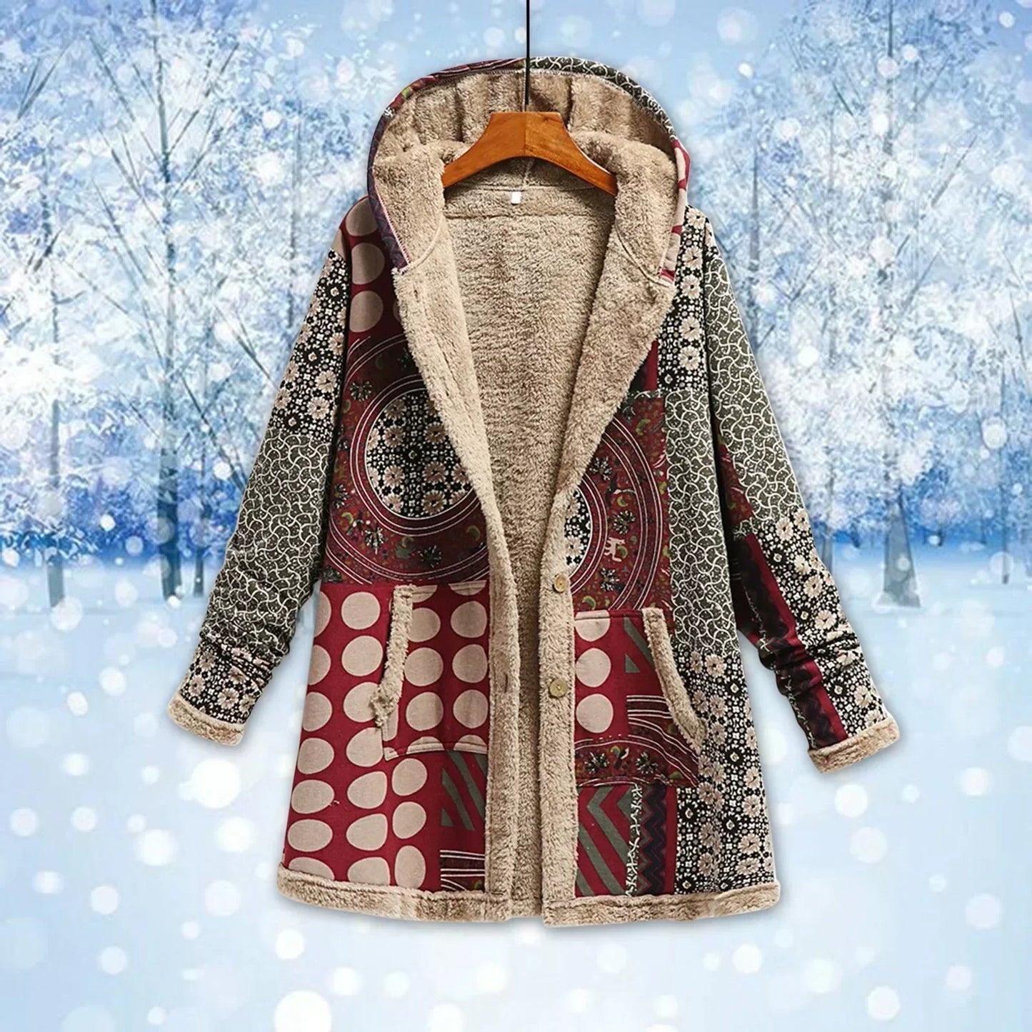 Women's Fleece Hooded Jacket Warm
