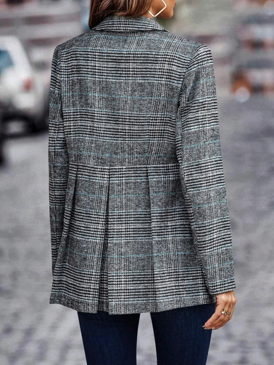 Women's Plaid Blazer Jacket Tailored Fit
