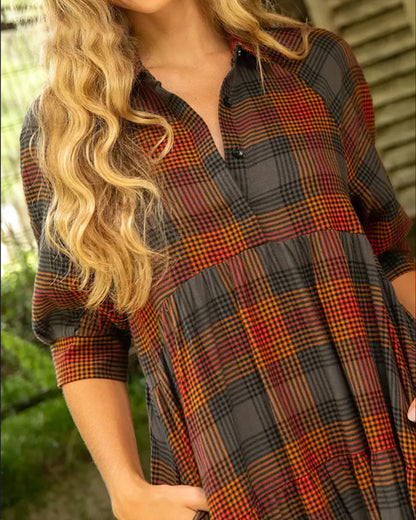 Classic Plaid Short Sleeve Dress