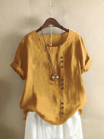 Women's Cotton Linen Short Sleeve