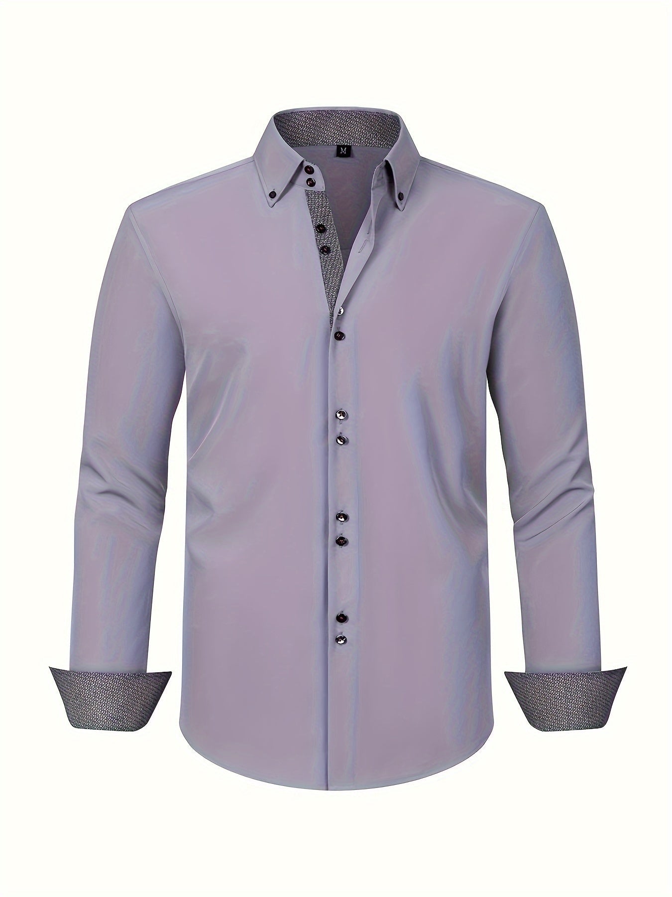 Men's Long Sleeve Button Down Shirt Contrast Trim