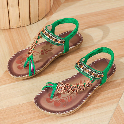 Chic Ladies Beaded Flat Sandals