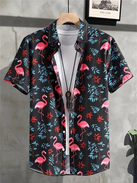 Men's Hawaiian Shirt 3D Flower Print Vibrant
