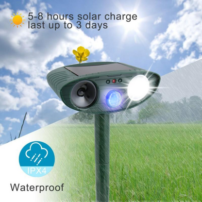 Solar Powered Ultrasonic Animal Repeller Motion Activated