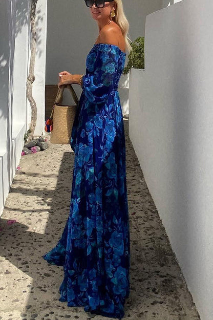 Women's Floral Off Shoulder Maxi Dress Evening