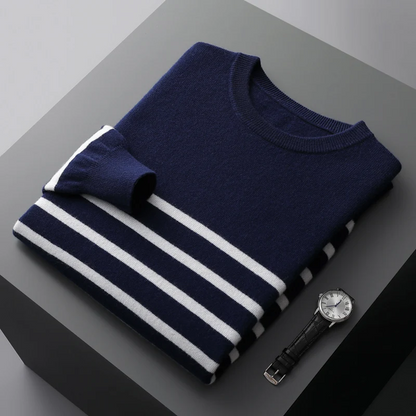 Laurent Men's Striped Wool Crewneck Sweater