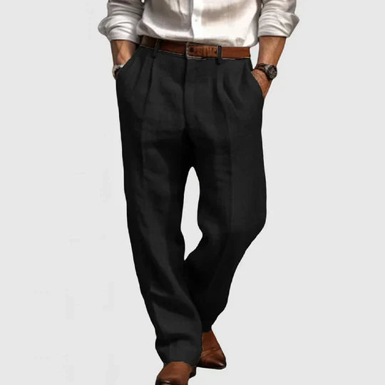 Men's Cotton Linen Casual Trousers Relaxed Fit