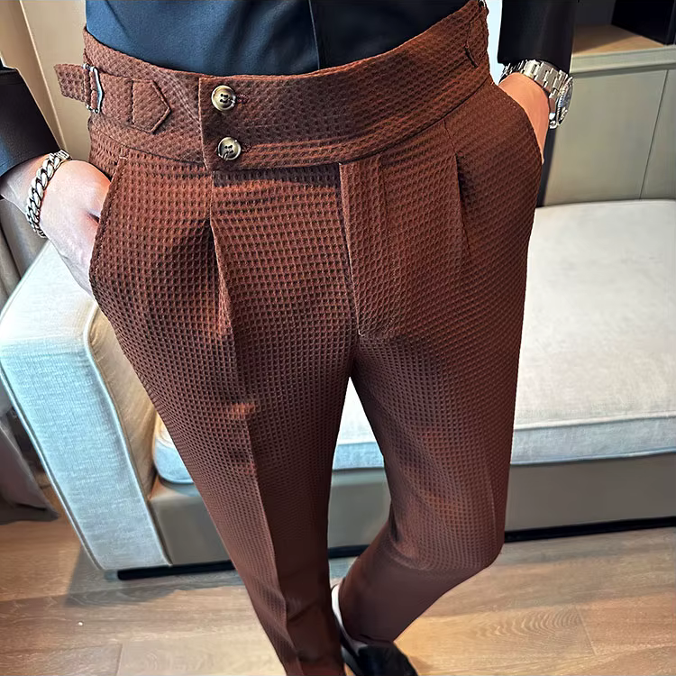 Men's Textured Pleated Front Trousers
