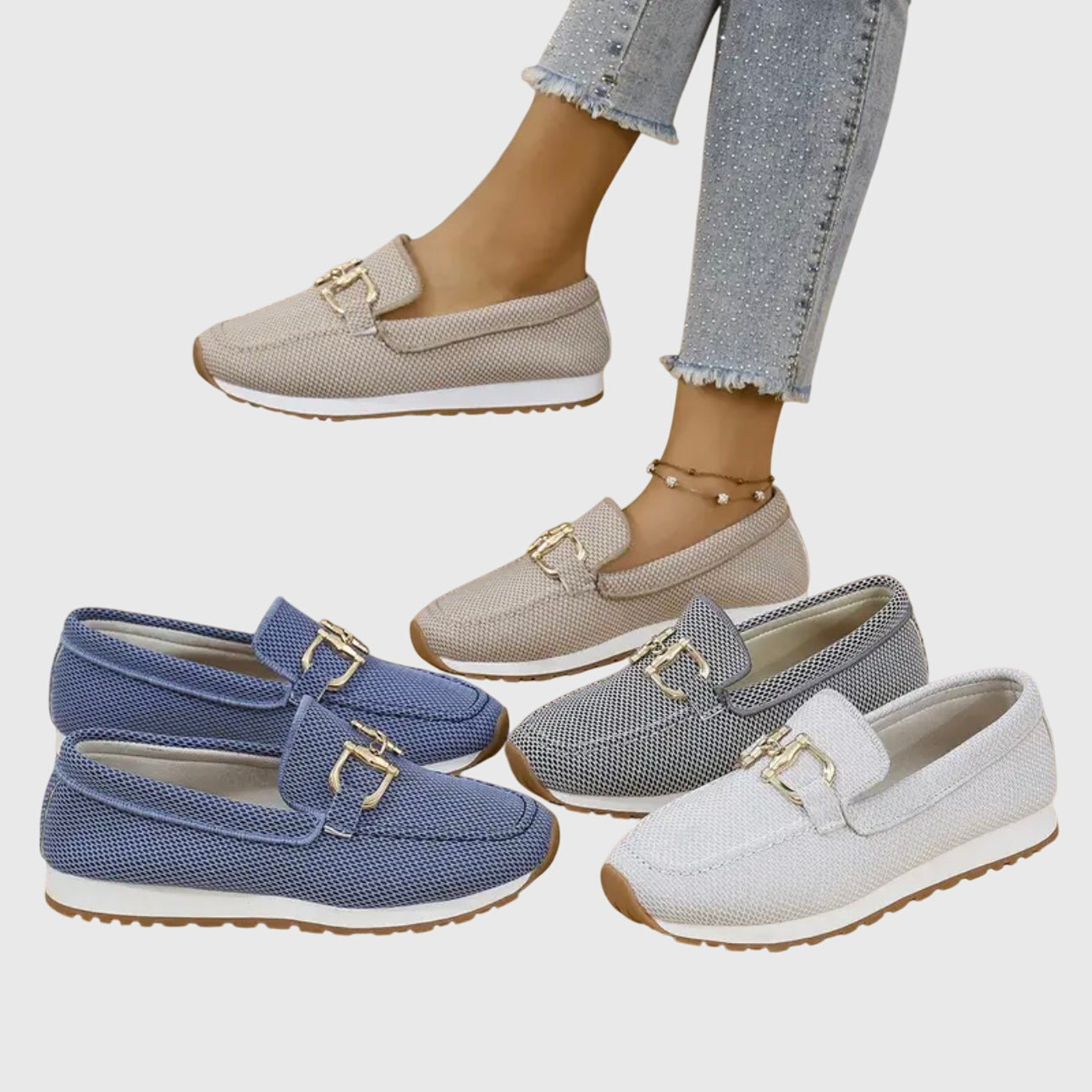 Comfortable Women's Slip On Loafers with Metal Detail