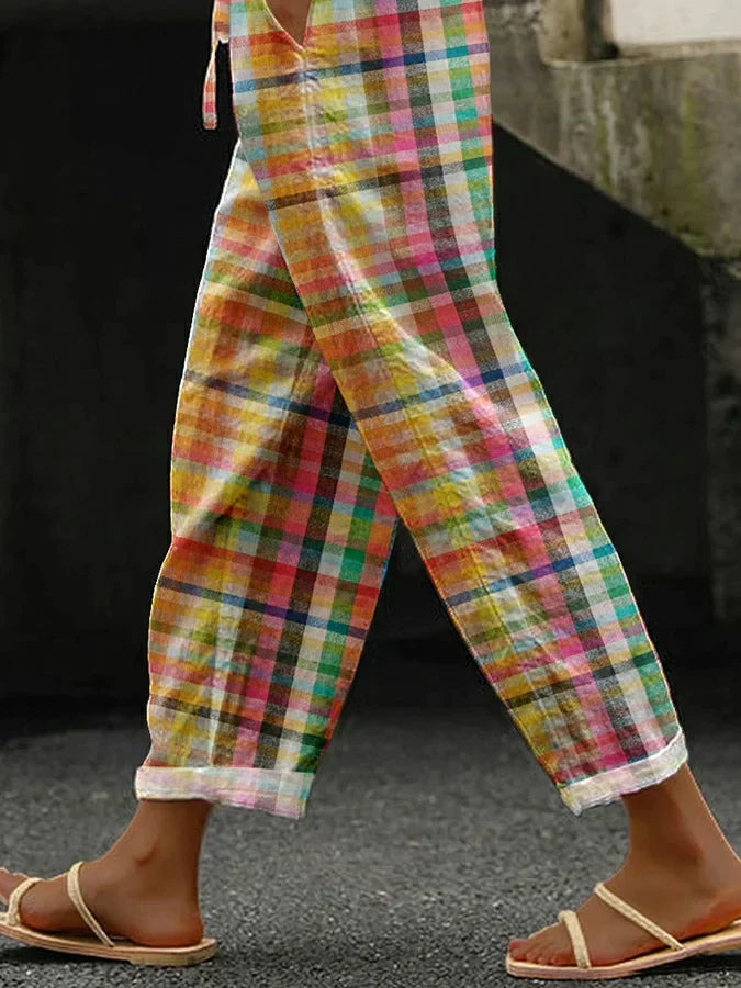 Relaxed Fit Plaid Trousers