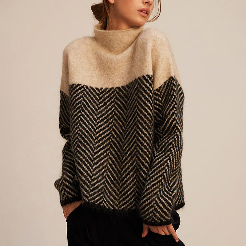 Cozy Women's Cable Knit Turtleneck Sweater - VibreMode
