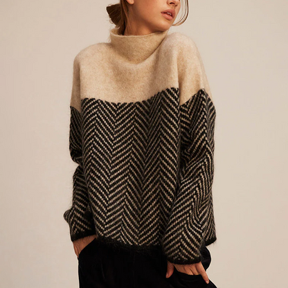 Cozy Women's Cable Knit Turtleneck Sweater - VibreMode