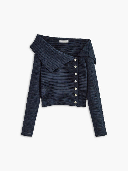 Women's Off-The-Shoulder Cardigan Button Front - VibreMode