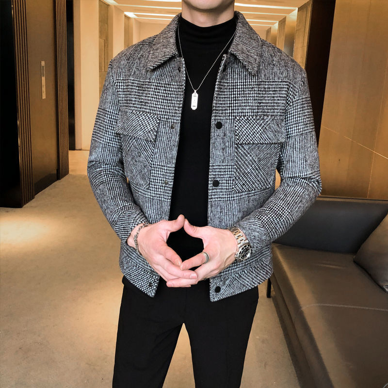 Men's Plaid Button Down Jacket - VibreMode
