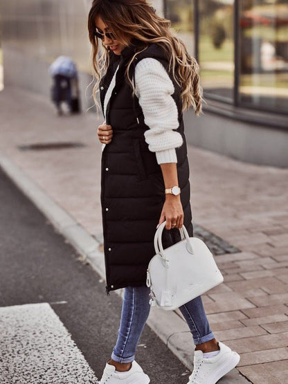 Women's Sleeveless Zip Coat Knee Length