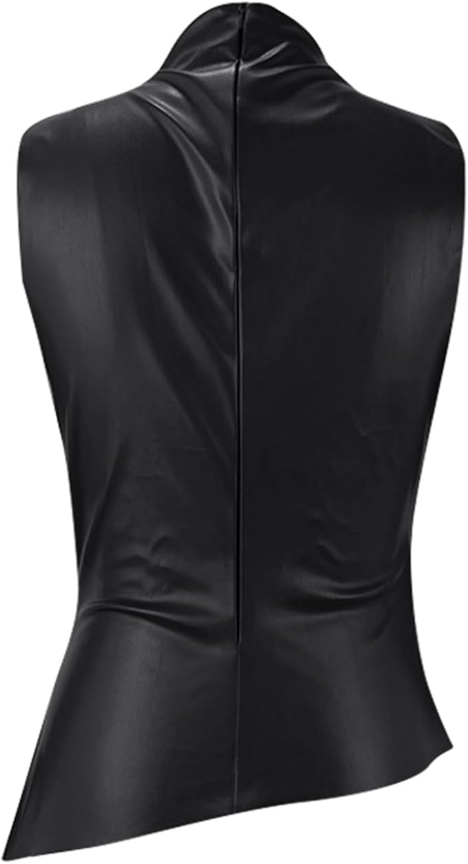 Women's Sleeveless Blouse Stand Collar Side Gathered
