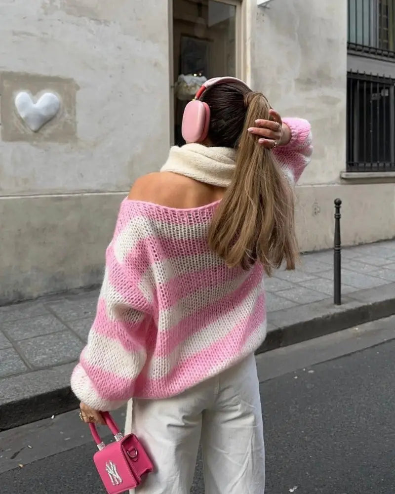 Women's Asymmetrical Sweater Long Sleeve Textured