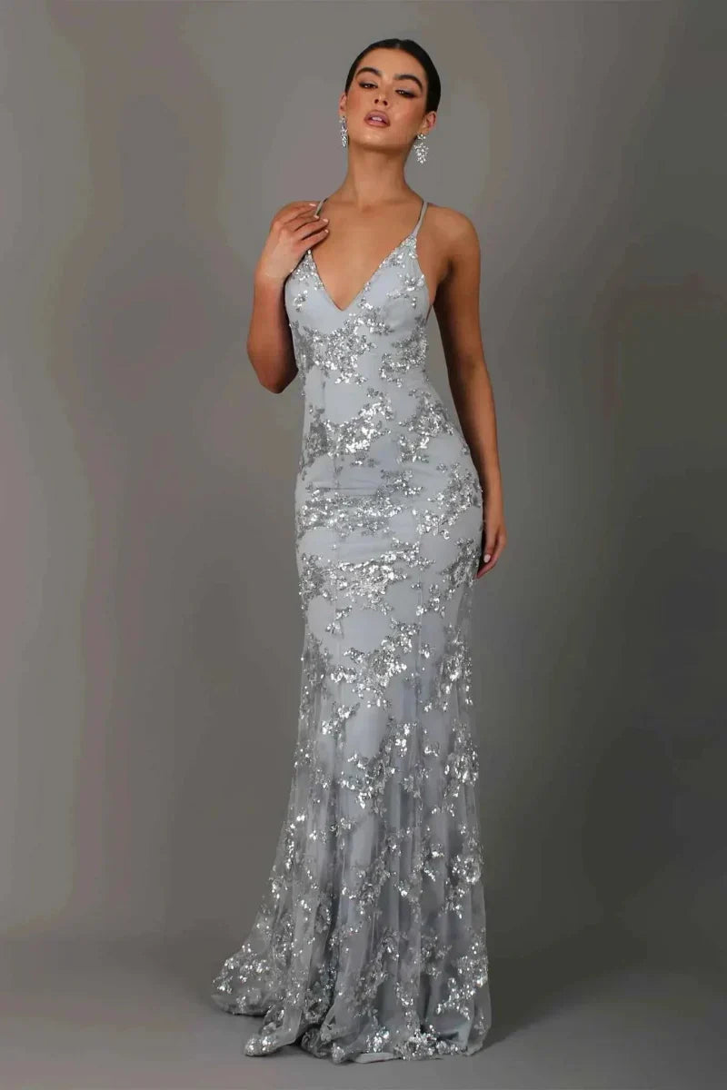 Women's V-Neck Spaghetti Strap Maxi Dress