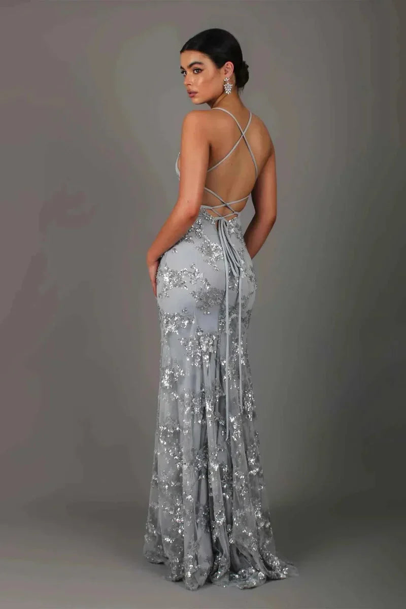 Women's V-Neck Spaghetti Strap Maxi Dress