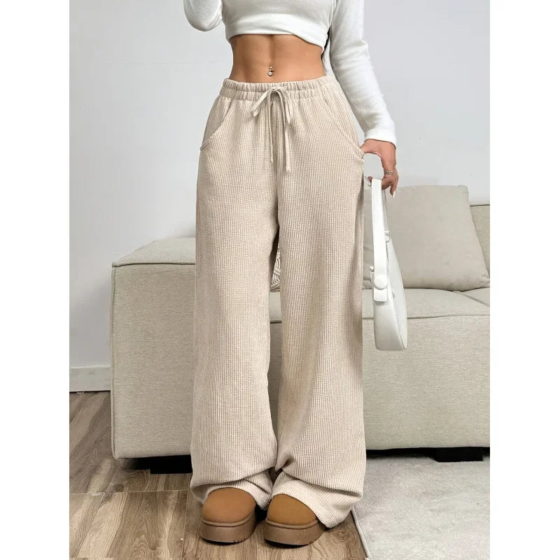 Women's High Waist Corduroy Wide Leg Trousers - VibreMode