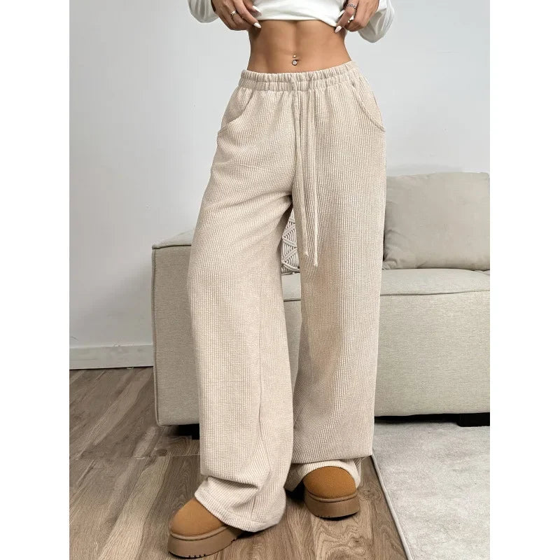 Women's High Waist Corduroy Wide Leg Trousers