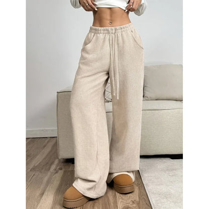 Women's High Waist Corduroy Wide Leg Trousers
