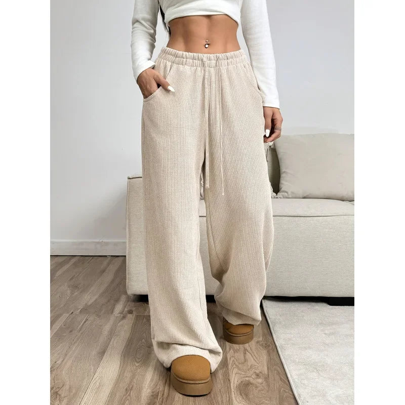 Women's High Waist Corduroy Wide Leg Trousers