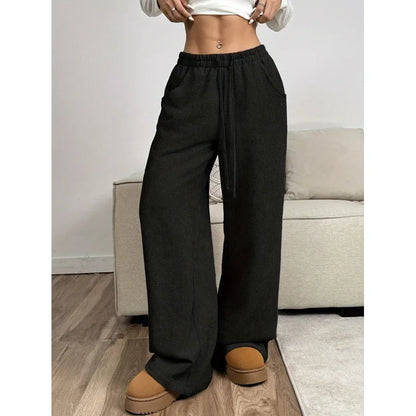 Women's High Waist Corduroy Wide Leg Trousers