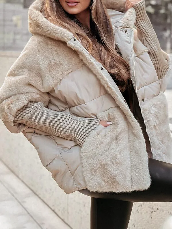 Women's Quilted Winter Jacket Fleece Lined Hooded