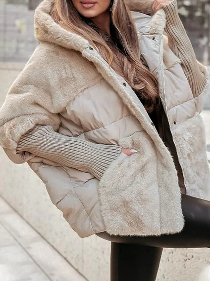 Women's Quilted Winter Jacket Fleece Lined Hooded
