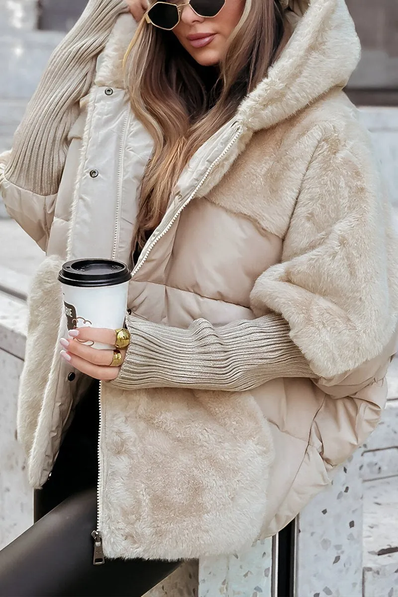 Women's Quilted Winter Jacket Fleece Lined Hooded