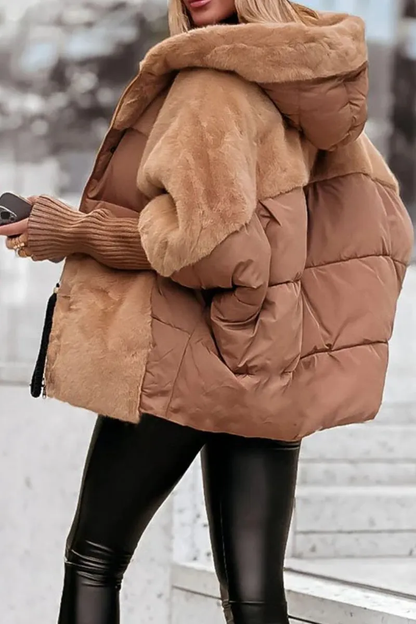 Women's Quilted Winter Jacket Fleece Lined Hooded