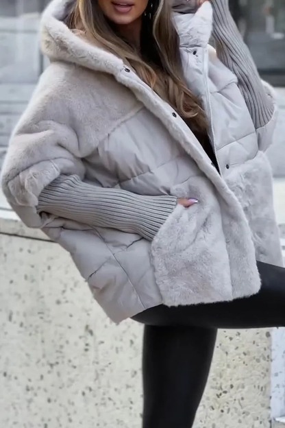 Women's Quilted Winter Jacket Fleece Lined Hooded