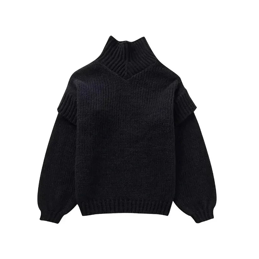 Women's Turtleneck Sweater Chunky Knit Long Sleeves