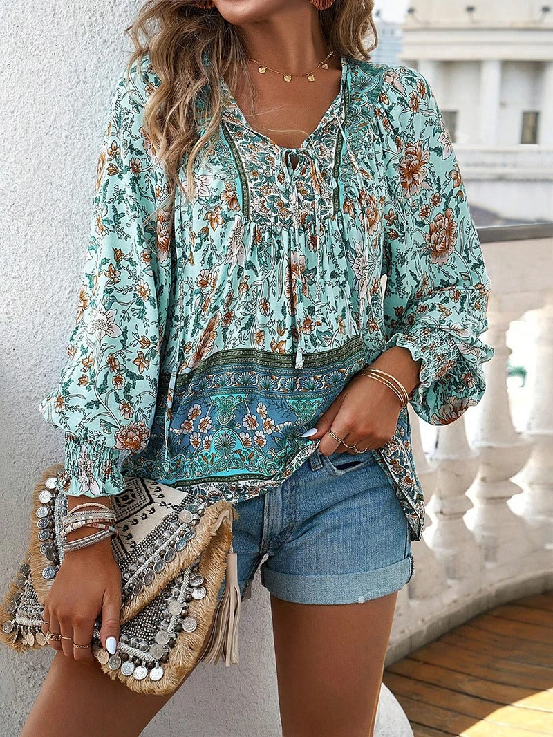 Women's Floral V-Neck Shirt