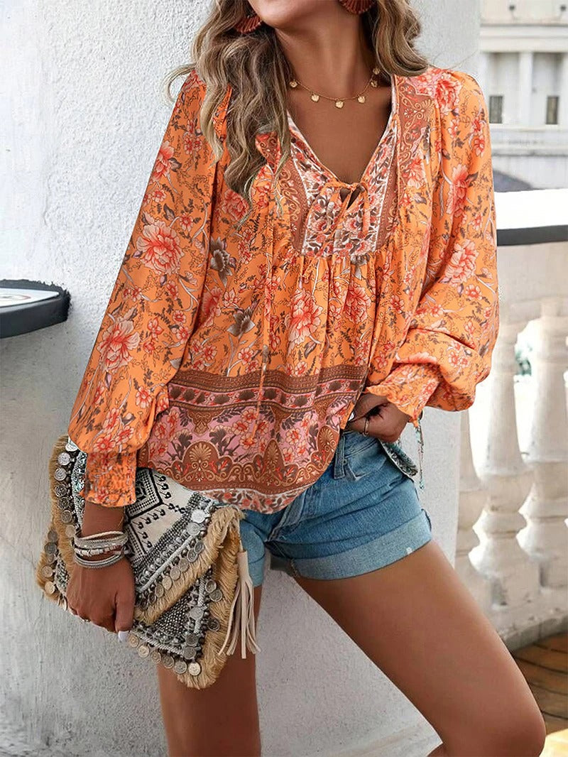 Women's Floral V-Neck Shirt