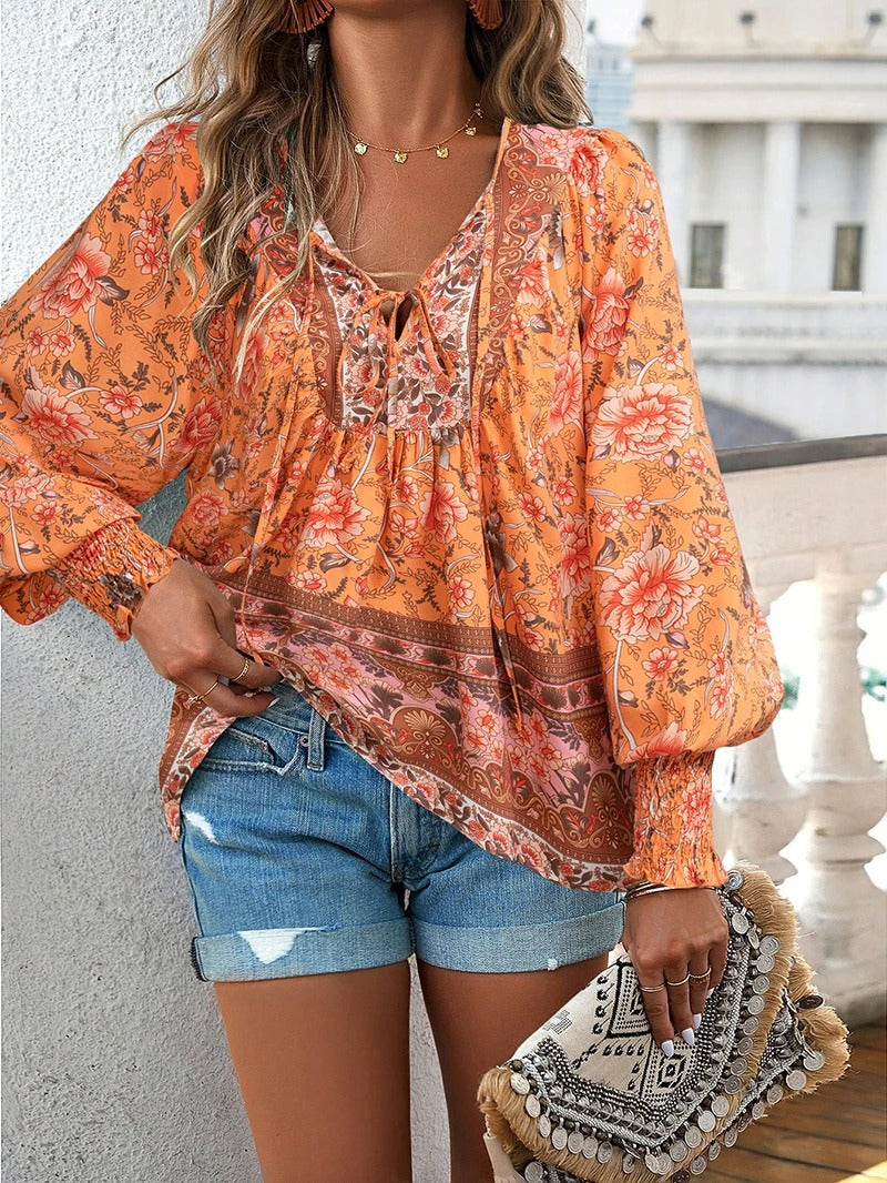 Women's Floral V-Neck Shirt