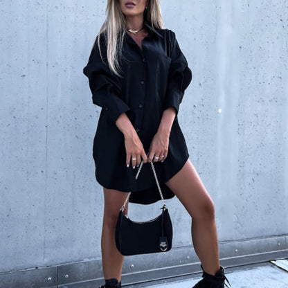 Women's Long Sleeve Button Front Shirt Dress